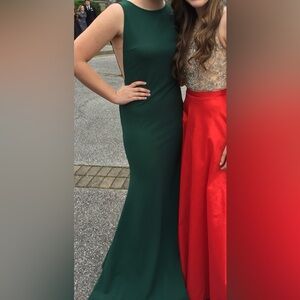 Elegant Green backless prom dress